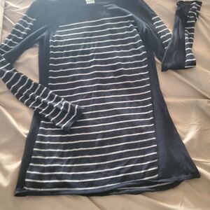 CAbi Navy and White Striped Sweater